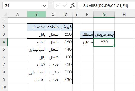 آموزش تابع sumifs در اکسل
